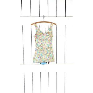 60's vintage Roxanne floral one piece skirted bathing suit swimsuit